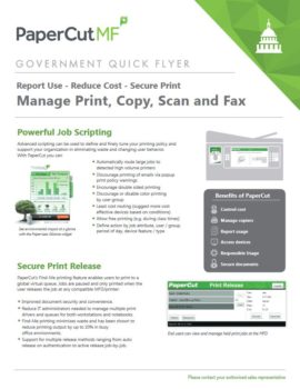 Government Flyer Cover, Papercut MF, Uni-Copy Technologies, Konica Minolta, Lexmark, Toshiba, Copystar, KIP, LA, MS